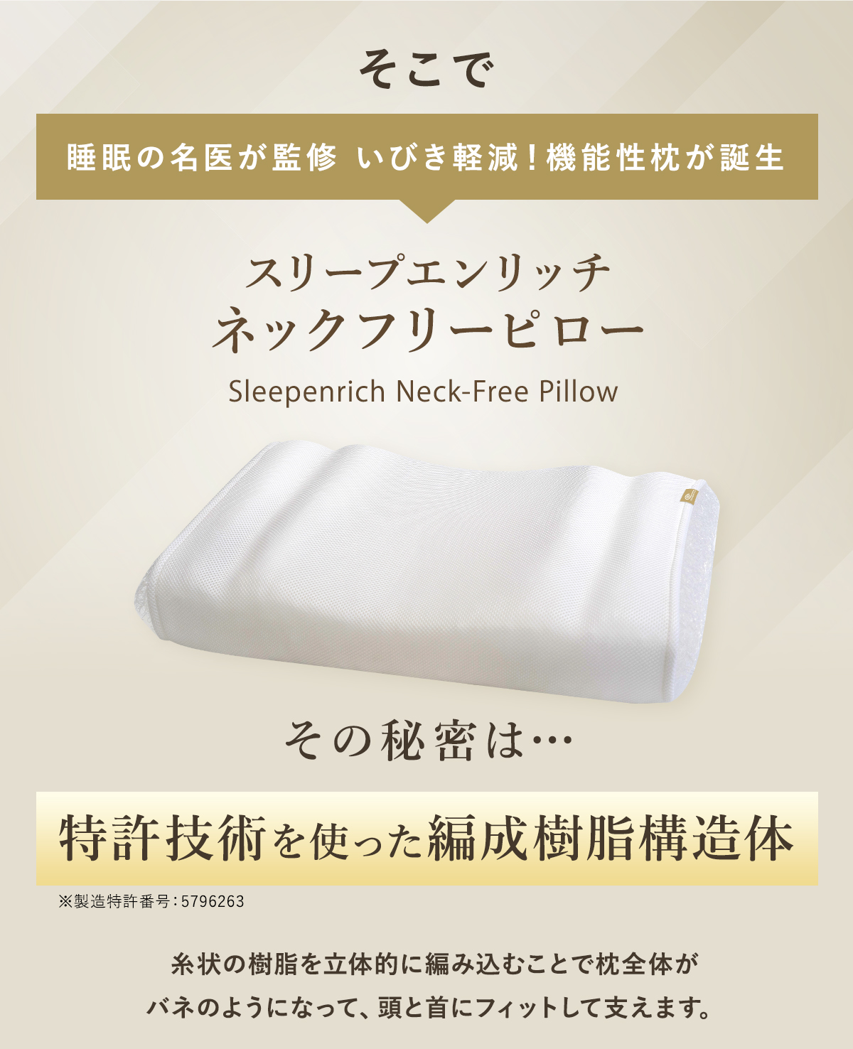 ネックフリーピロー 特許技術